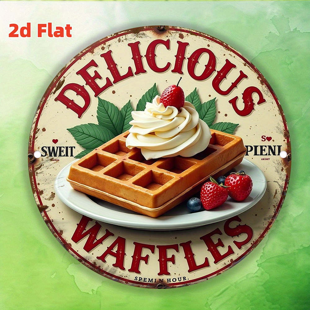 Waffle Iron Belgian - Insegna da Parete 2D Piatta, Stile