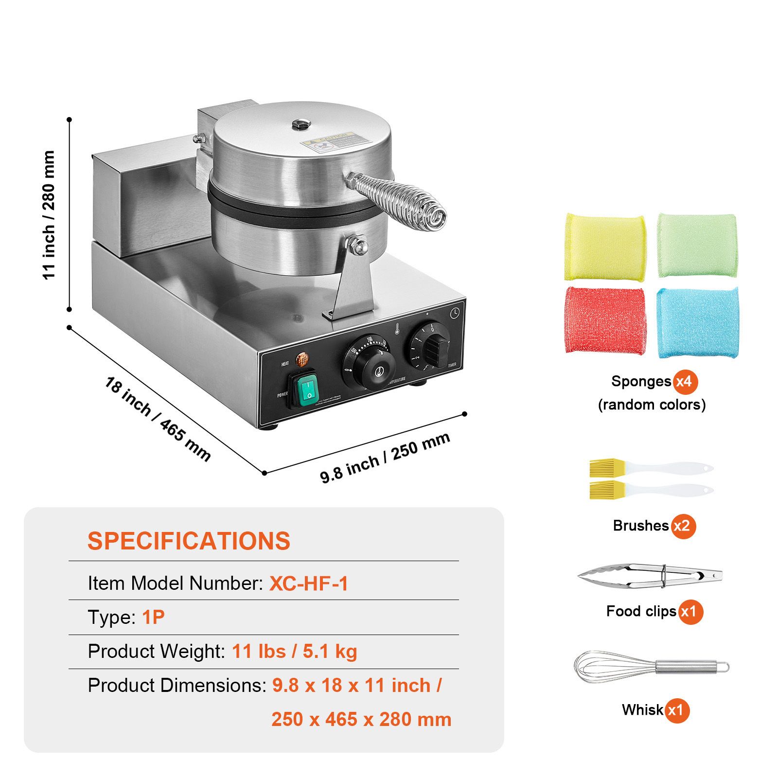 Waffle Iron Belgian - Macchina per Waffle Commerciale, Piastra per